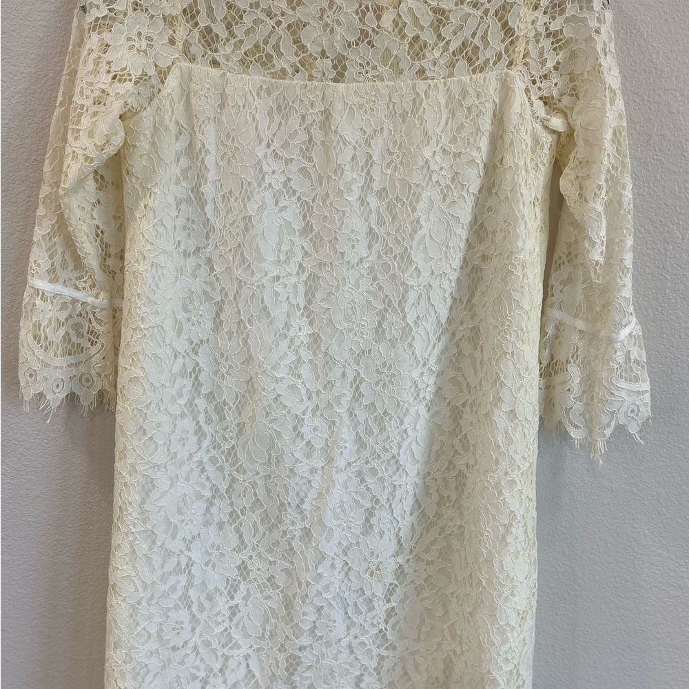 David's Bridal Cream Lace Kids Formal flower girl Dress size 10